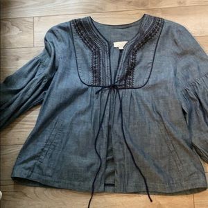 EUC loft denim embroidered jacket